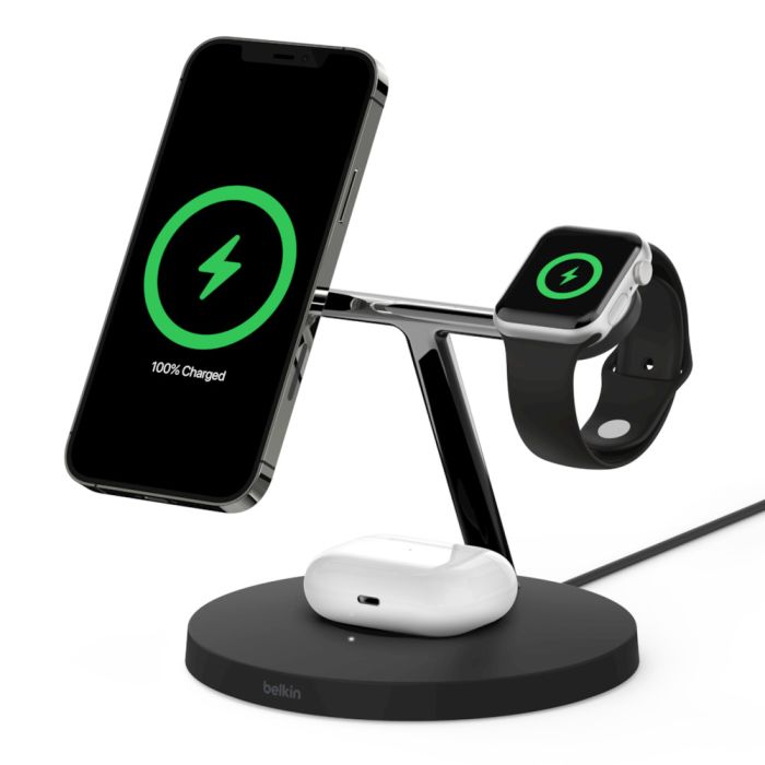 Belkin BoostCharge Pro MagSafe 3-in-1 Wireless Charger with 2-Flat Pin