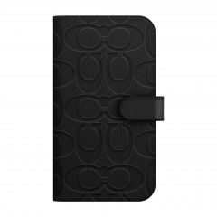 COACH Folio Case เคส iPhone 13 Pro Max - Black Embross Signature C Pebbled Leather