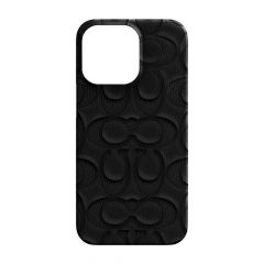 COACH Leather Slim Wrap Signature C Emboss/Deboss Black เคส iPhone 13 Pro